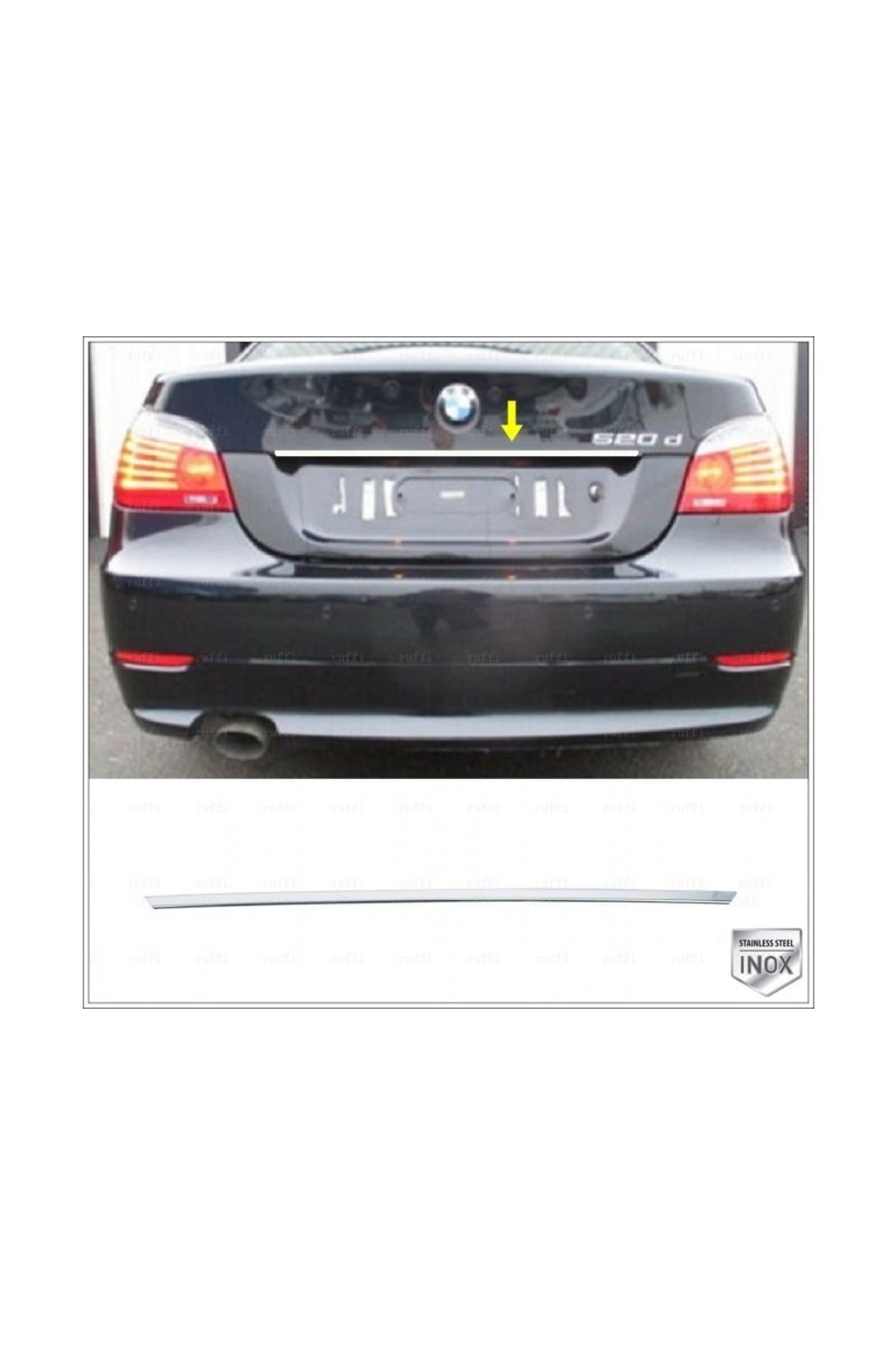 Bmw 5 Series E60 E61 Krom Bagaj Çıtası 2001-2010 Arası Paslanmaz Çelik Uyumlu - Görsel 2