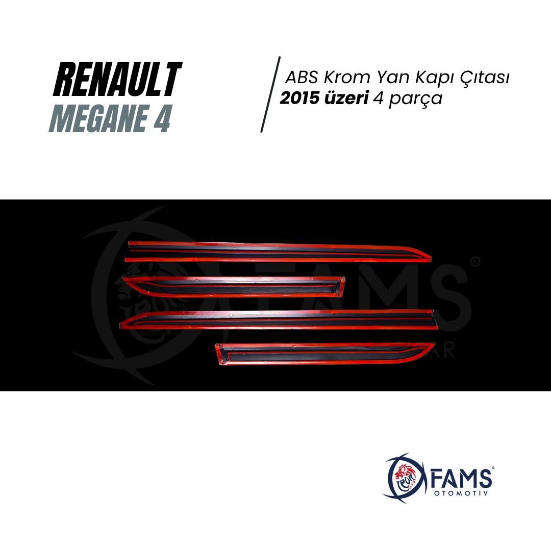 Renault Megane 4 Krom+ABS Yan Kapı Çıtası 2015 Üzeri 4 Parça P. Çelik (Sedan) - Görsel 3