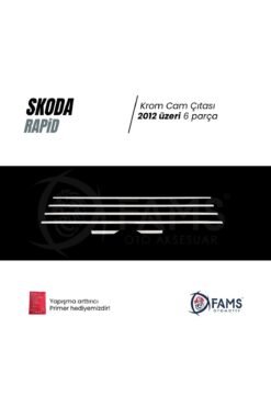 Alternative view of Skoda Rapid Krom Cam Çıtası 2012 üzeri 6 Parça Paslanmaz Çelik (Sedan)