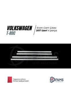 Alternative view of Vw T-roc Paslanmaz Krom Cam Çıtası 4 Parça 2017 Ve Üzeri Uyumlu  Paslanmaz Çelik