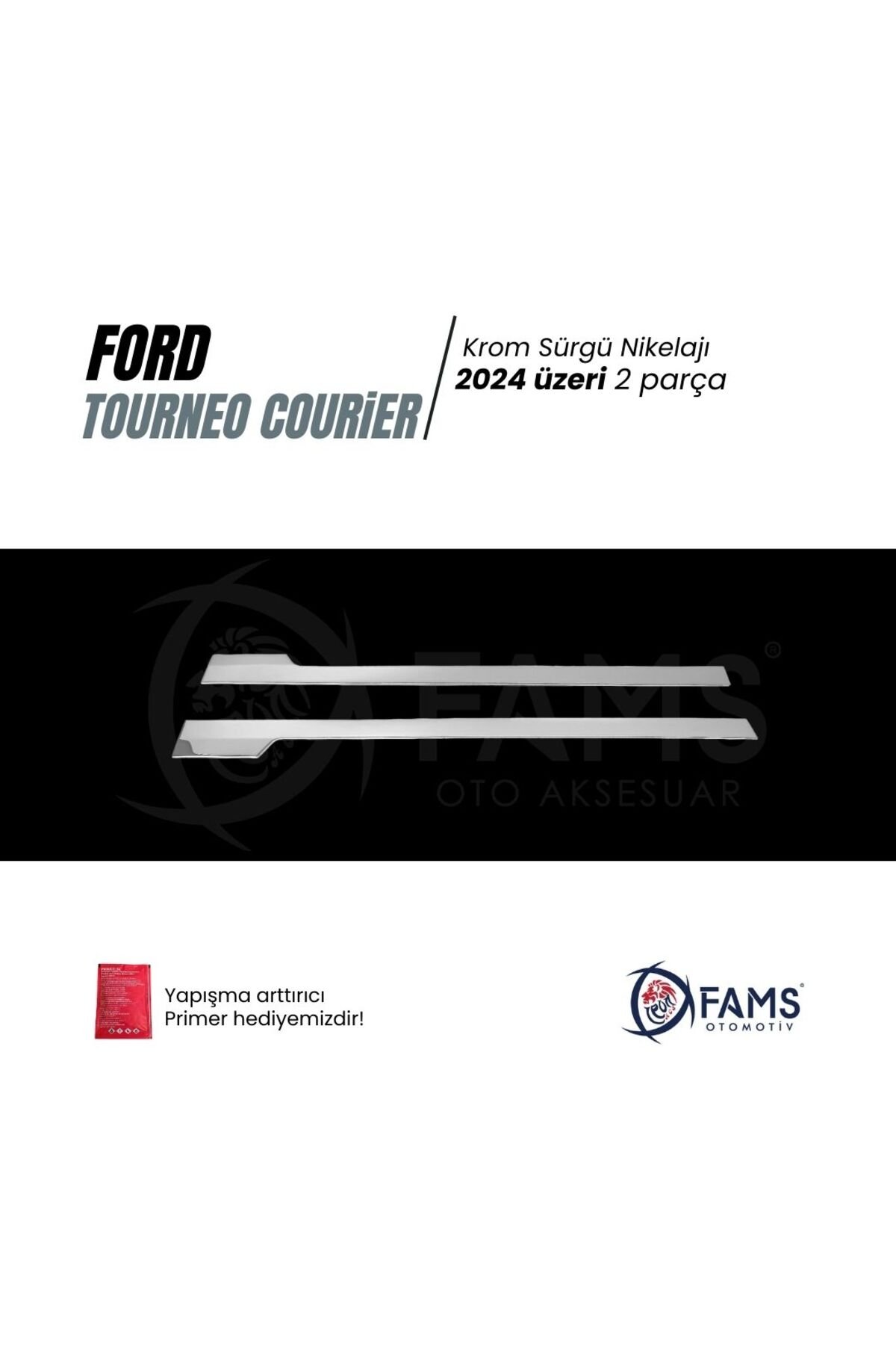 Ford Tourneo Courier 2024 Üzeri Sürgü Nikelajı 2 Parça Paslanmaz Çelik - Görsel 2