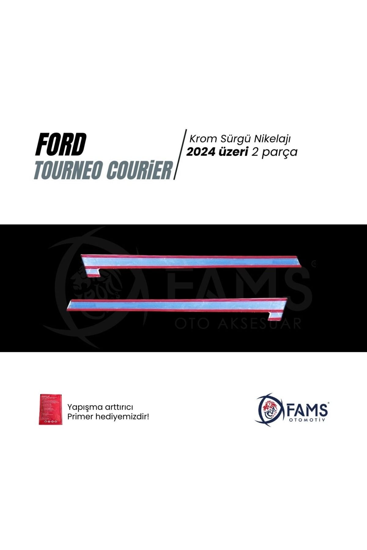 Ford Tourneo Courier 2024 Üzeri Sürgü Nikelajı 2 Parça Paslanmaz Çelik - Görsel 3