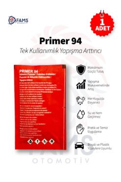 Primer 94 Çift Taraflı Bant için Yapışma Arttırıcı/Kuvvetlendirici Mendil (1 Adet)