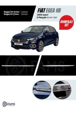 Fiat Egea 2015-2019 HB 2 Parça Krom Set (Bagaj Çıtası Üst + Bagaj Alt Çıtası) P.Çelik
