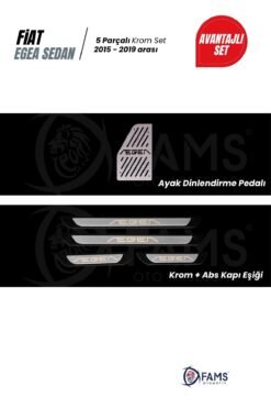 Alternative view of Fiat Egea 2015-2019 Sedan 2 Parça Krom Set (Ayak Dinlendirme Pedal Kromu + Kapı eşiği) P.Çelik
