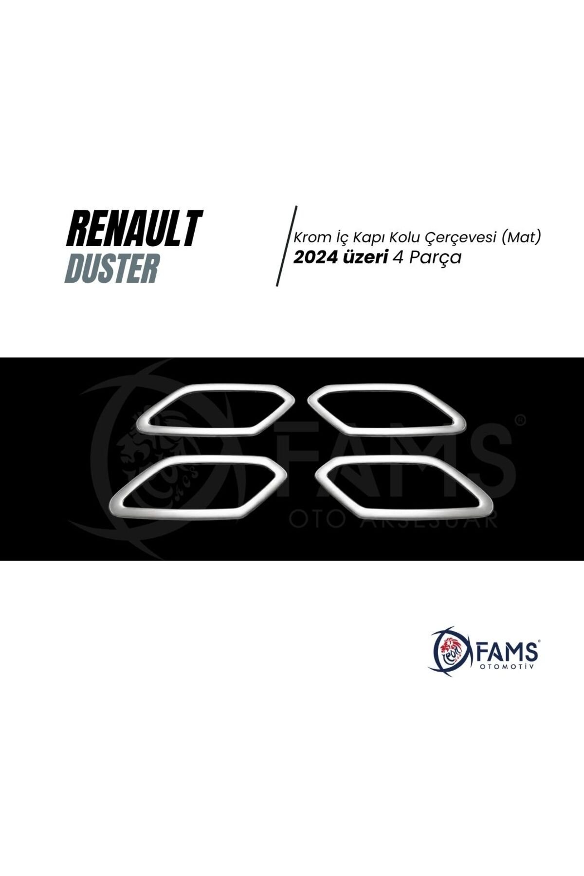 Renault Duster 2024 üzeri 4 Prç Krom İç Kapı Kolu Çerçevesi P.Çelik (Mat) - Görsel 2