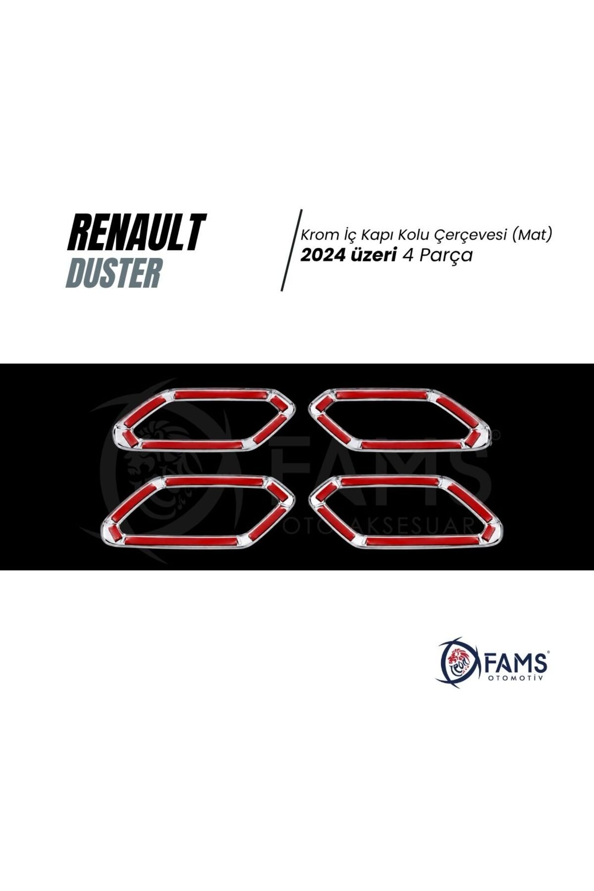 Renault Duster 2024 üzeri 4 Prç Krom İç Kapı Kolu Çerçevesi P.Çelik (Mat) - Görsel 3