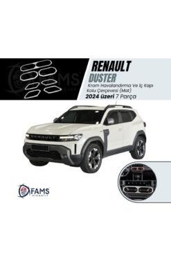 Renault Duster Krom Havalandırma Ve İç Kapı Kolu Çerçevesi 2024 üzeri 7 Prç P.Çelik (Mat)