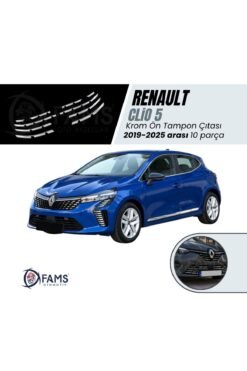 Renault Clio 5 Krom Ön Tampon Çıtası 2019-2025 arası 10 Prç. P. Çelik