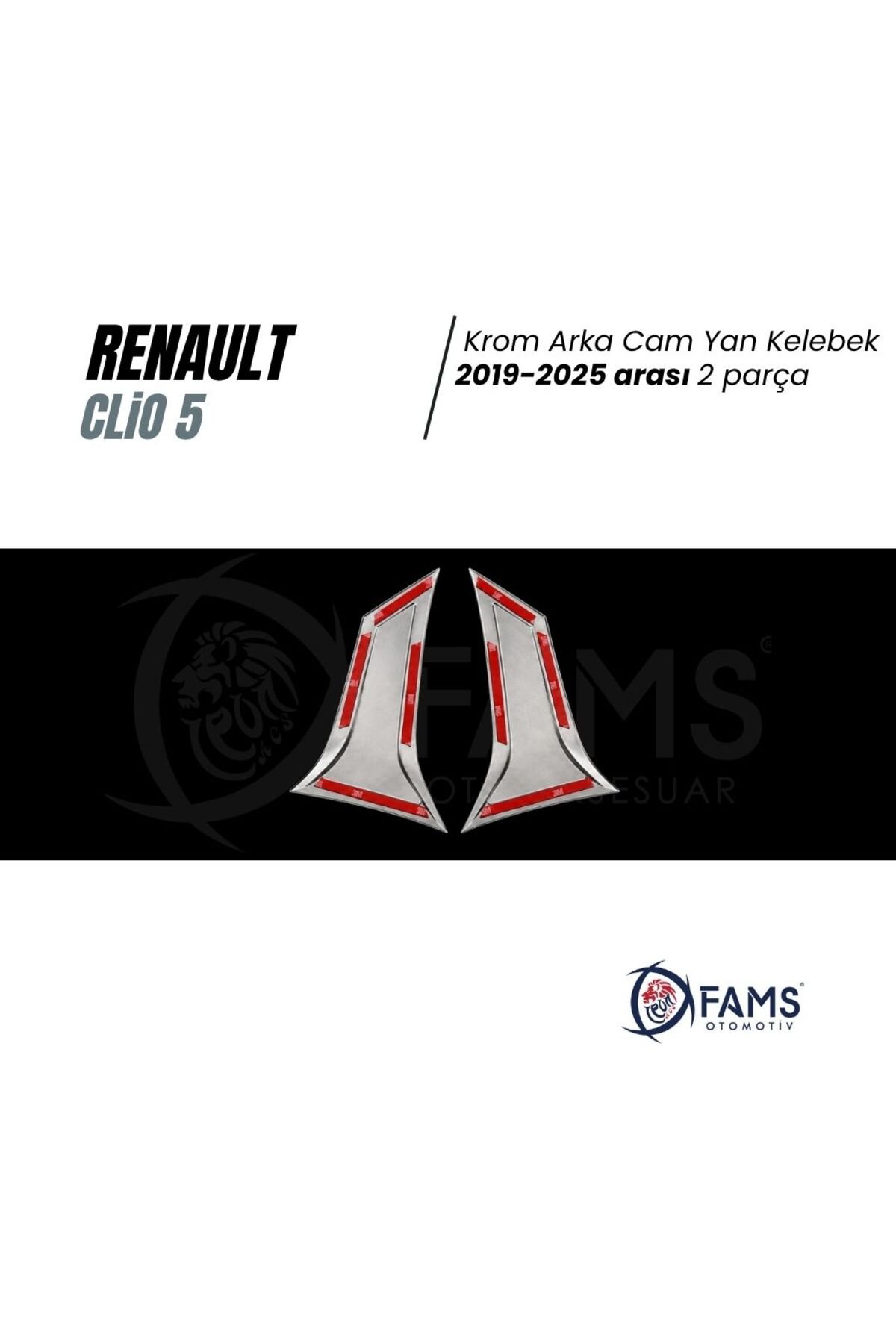 Renault Clio 5 Krom Arka Cam Yan Kelebek 2019-2025 arası 2 Parça P. Çelik - Görsel 3