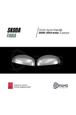 Alternative view of Skoda Fabia Krom Ayna Kapağı 2 Prç. 2008-2014 Arası Uyumlu P. Çelik