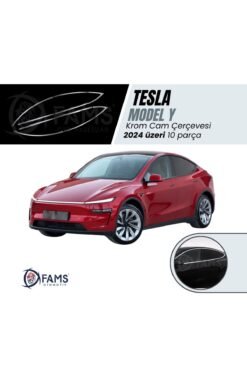 Tesla Model Y Krom Cam Çıtası 2024 üzeri 10 Prç P.Çelik