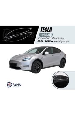 Tesla Model Y Krom Cam Çıtası 2020-2023 arası 10 Prç P.Çelik